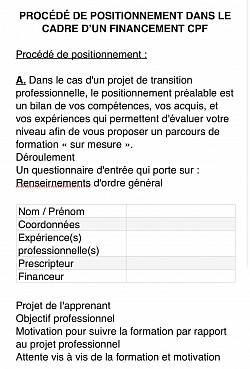 Positionnement CPF