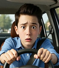 Un jeune conducteur au volant